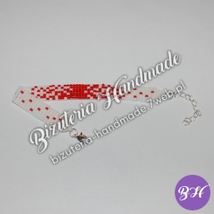 Biało - czerwona bransoletka